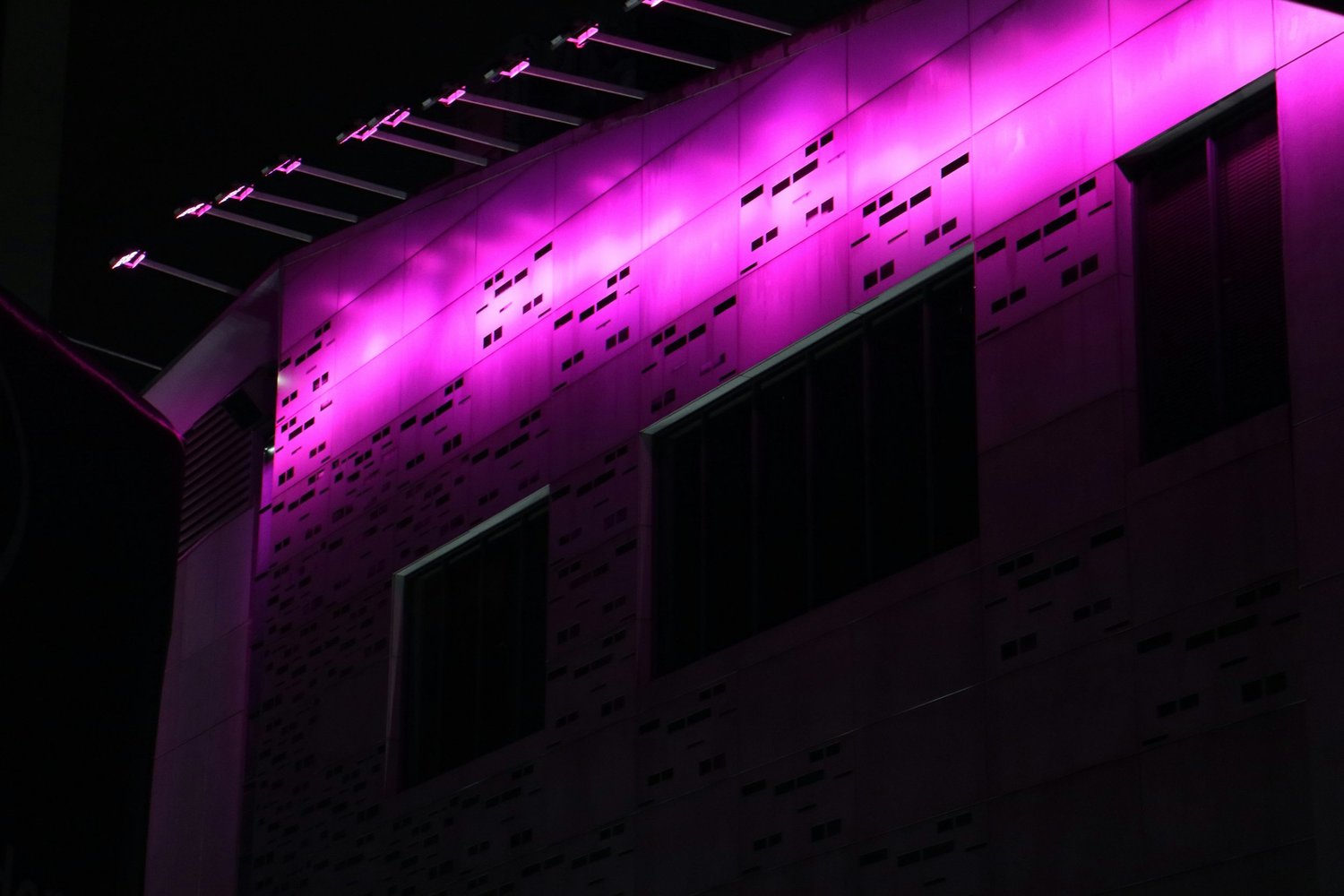 Staircase lit by concealed LED strips, shown as it looks in daylight