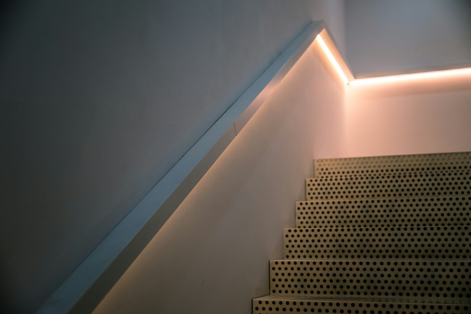 Stairwell LED accent lighting at night